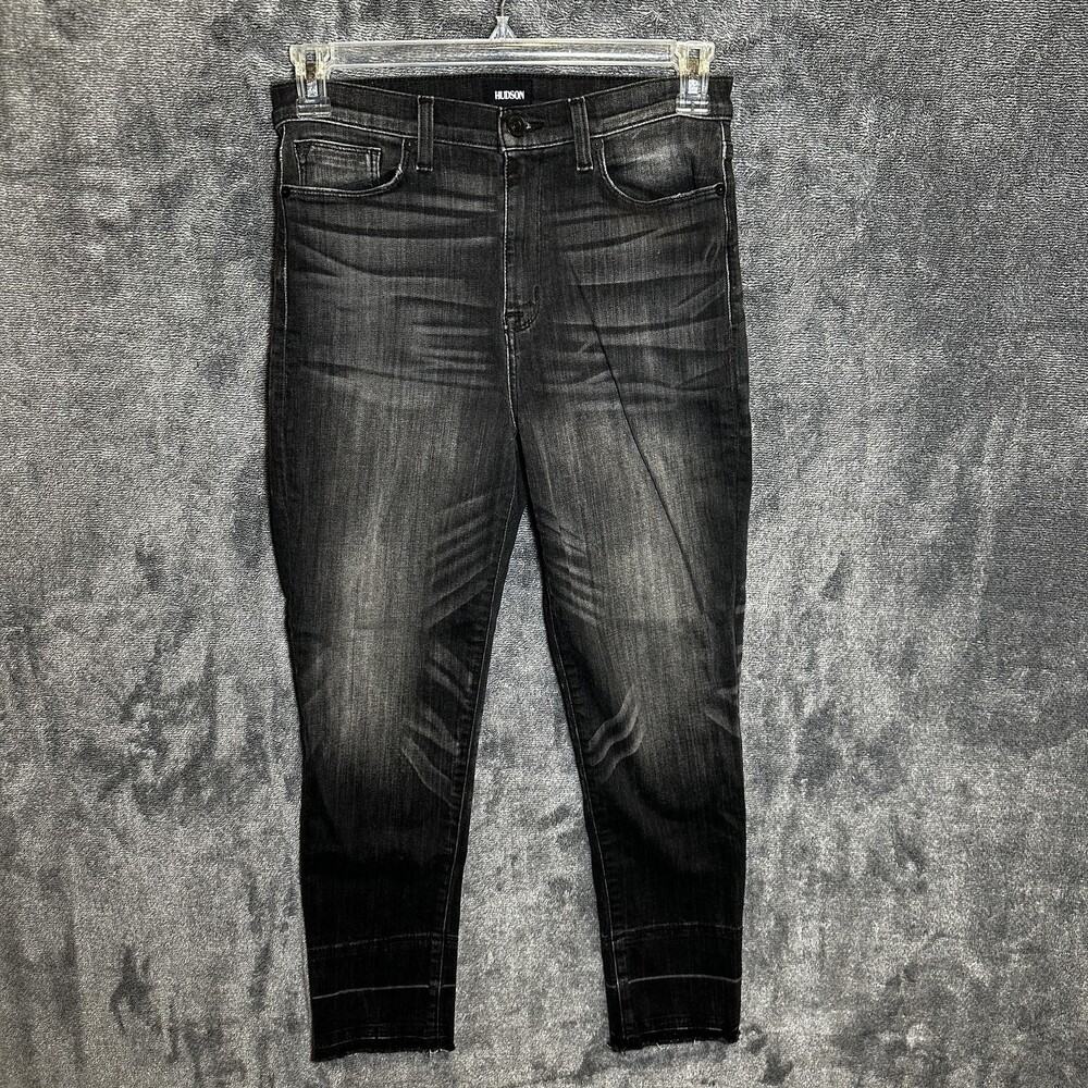Hudson Jeans Womens 29 Faded Black Zoey High Rise Ankle Stretch Distressed Denim